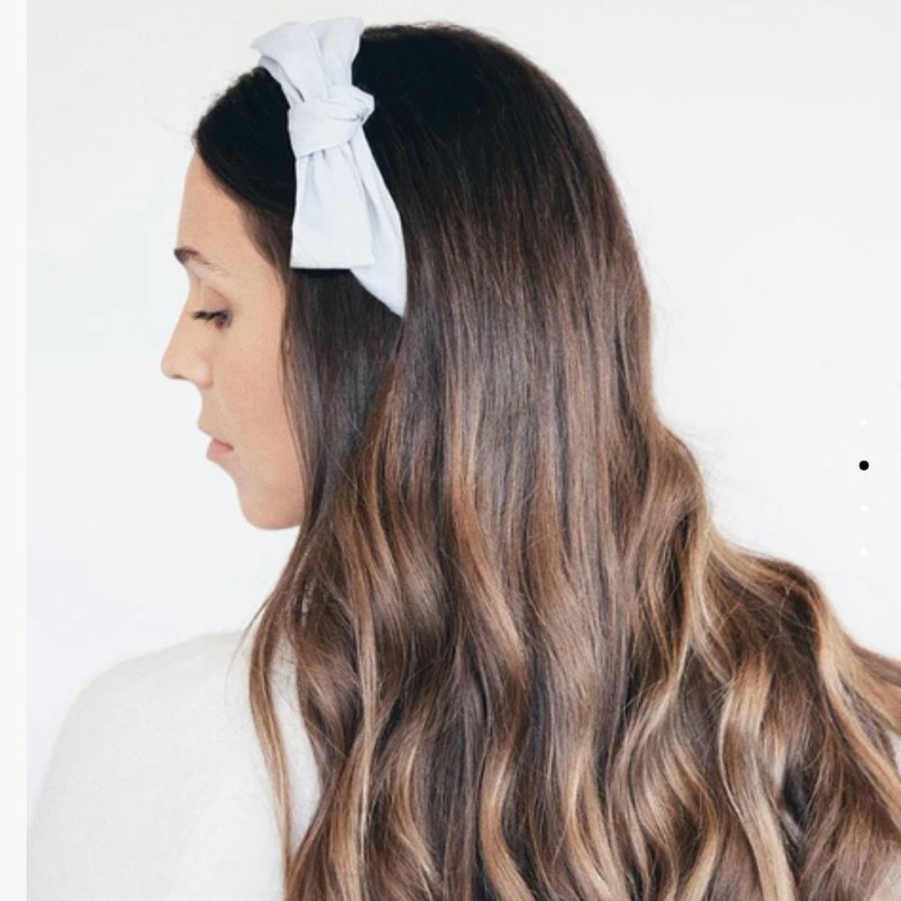 Kristin Ess Satin Headband in Vintage Blue